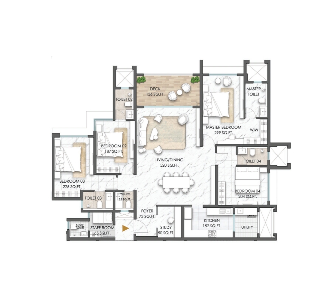 4 BHK Unit Plan